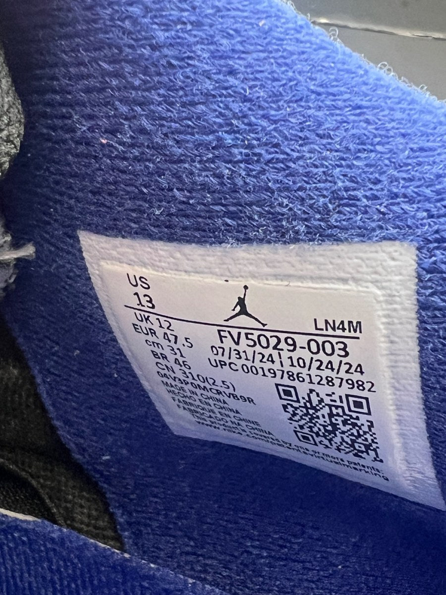 Jordan 4 Retro Rare Air (White Lettering) 13 (Lightly Worn Pre-Owned)JordanBlack/Fire Red/Deep Royal Blue/Dark Smoke Grey/Tech Grey - Image 7