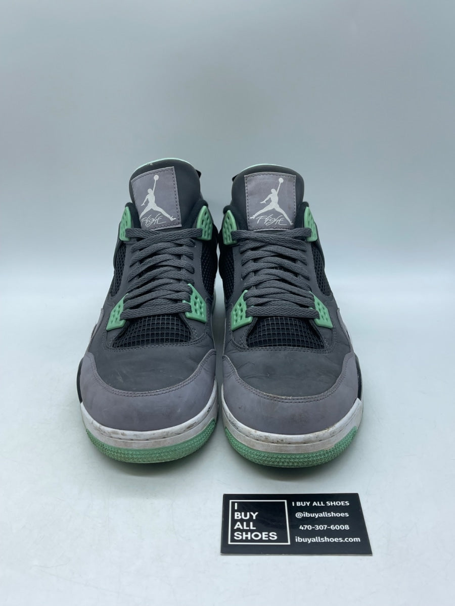 Jordan 4 Retro Green Glow 13 (Heavily Worn Pre-Owned) - Image 2