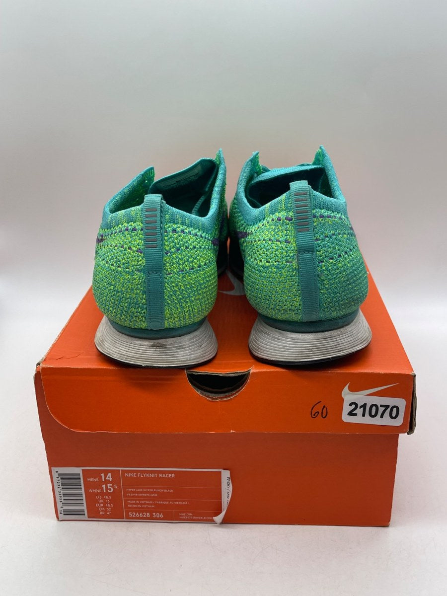 Nike Flyknit Racer Hyper Jade 14 (Moderately Worn Pre-Owned) - Image 3