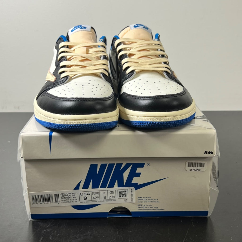 Jordan 1 Retro Low OG SP Fragment x Travis Scott 9 (Lightly Worn Pre-Owned)JordanWhite/Black-Royal-Sail - Image 2