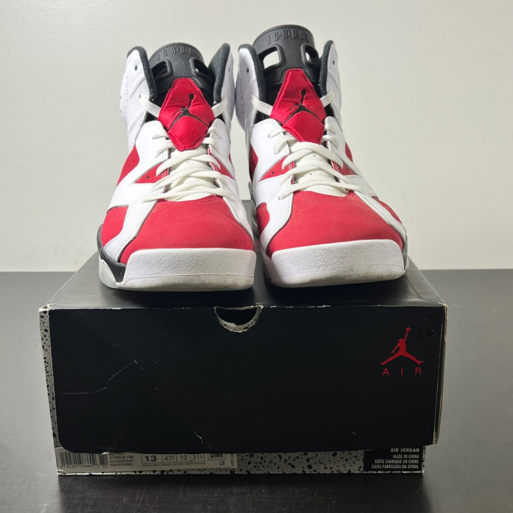 Jordan 6 Retro Carmine (2021) 13 (Moderately Worn Pre-Owned)JordanWhite/Black-Carmine - Image 2