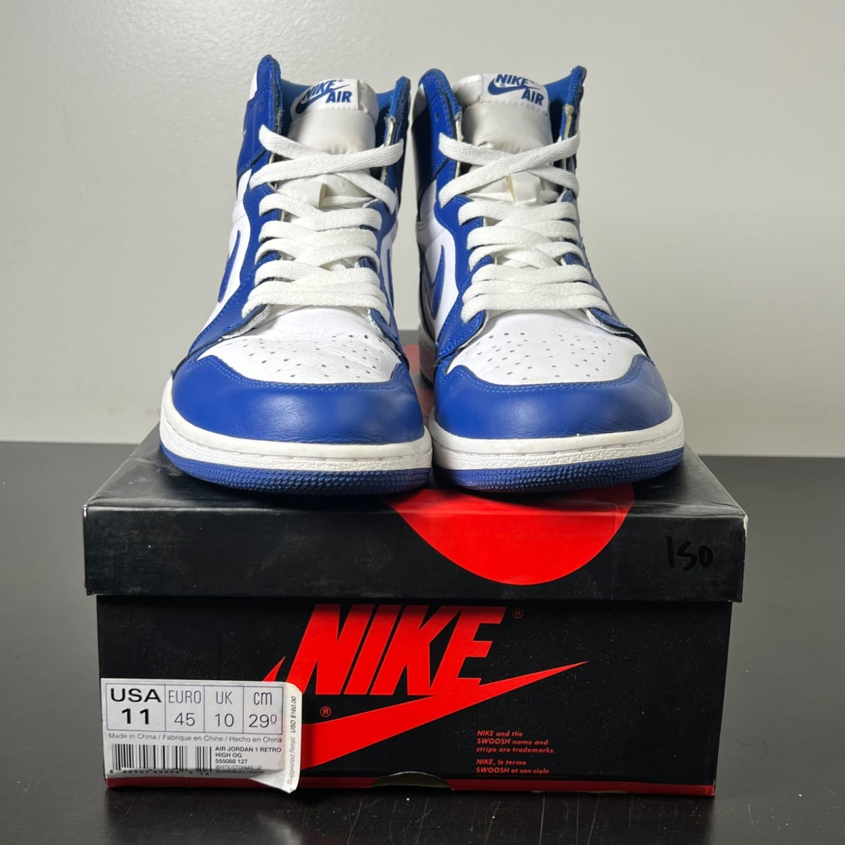 Jordan 1 Retro Storm Blue 11 (Moderately Worn Pre-Owned)JordanBlue/White-Storm Blue - Image 2