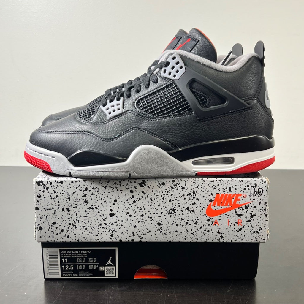 Jordan 4 Retro Bred Reimagined 11 (Lightly Worn Pre-Owned)JordanBlack/Cement Grey/Varsity Red/Summit White - Image 3