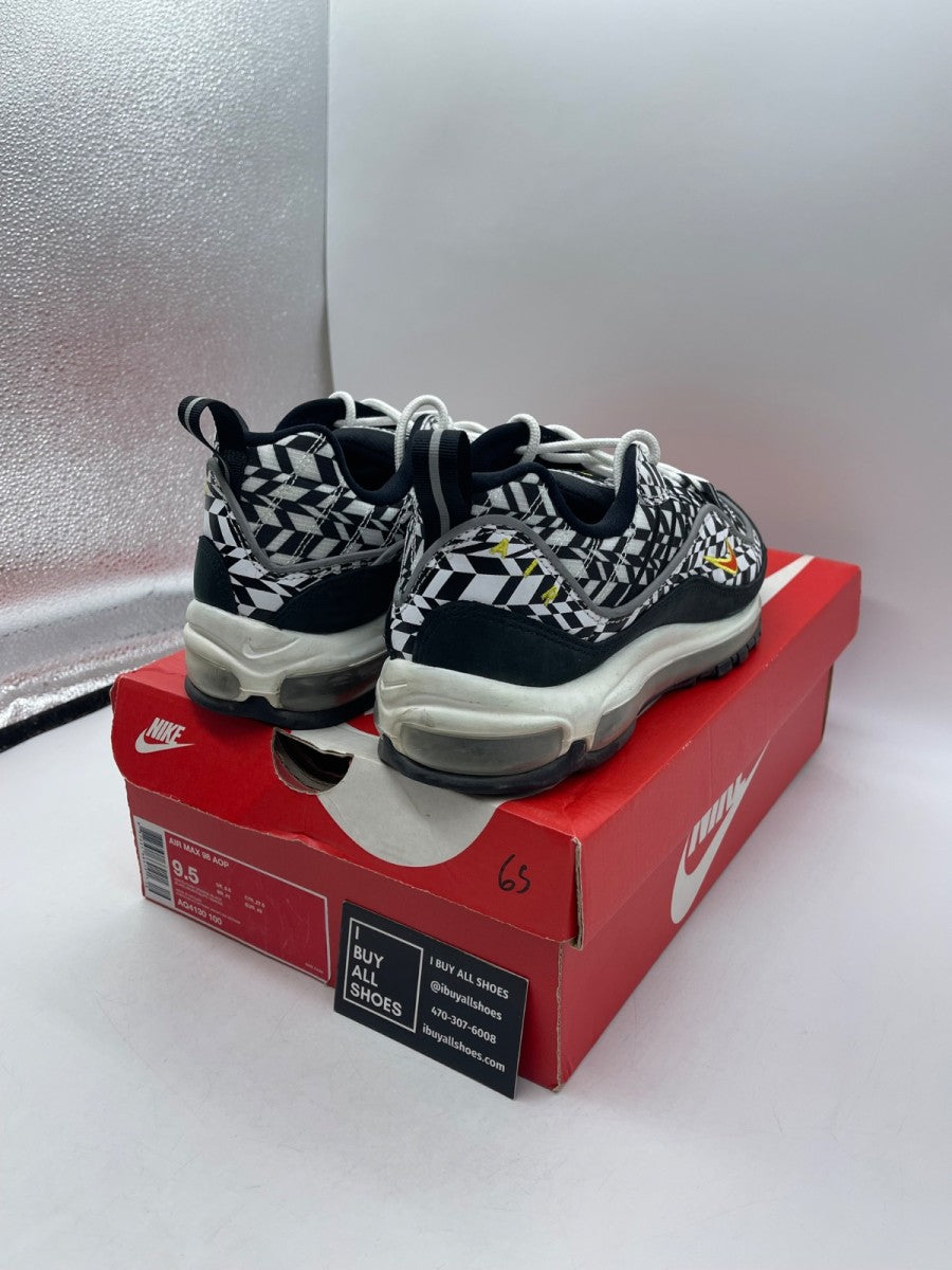 Nike Air Max 98 AOP Black 9.5 (Moderately Worn Pre-Owned) - Image 5