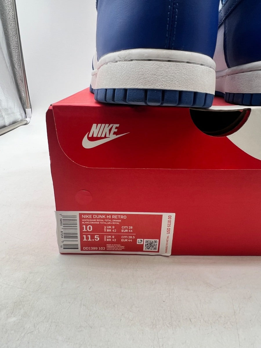 Nike Dunk High Game Royal 10 (Moderately Worn Pre-Owned)NikeWhite/Game Royal-Total Orange - Image 4