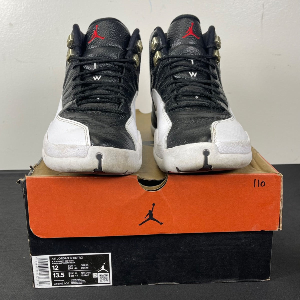 Jordan 12 Retro Playoffs (2022) 12 (Moderately Worn Pre-Owned)JordanBlack/Varsity Red-White - Image 2