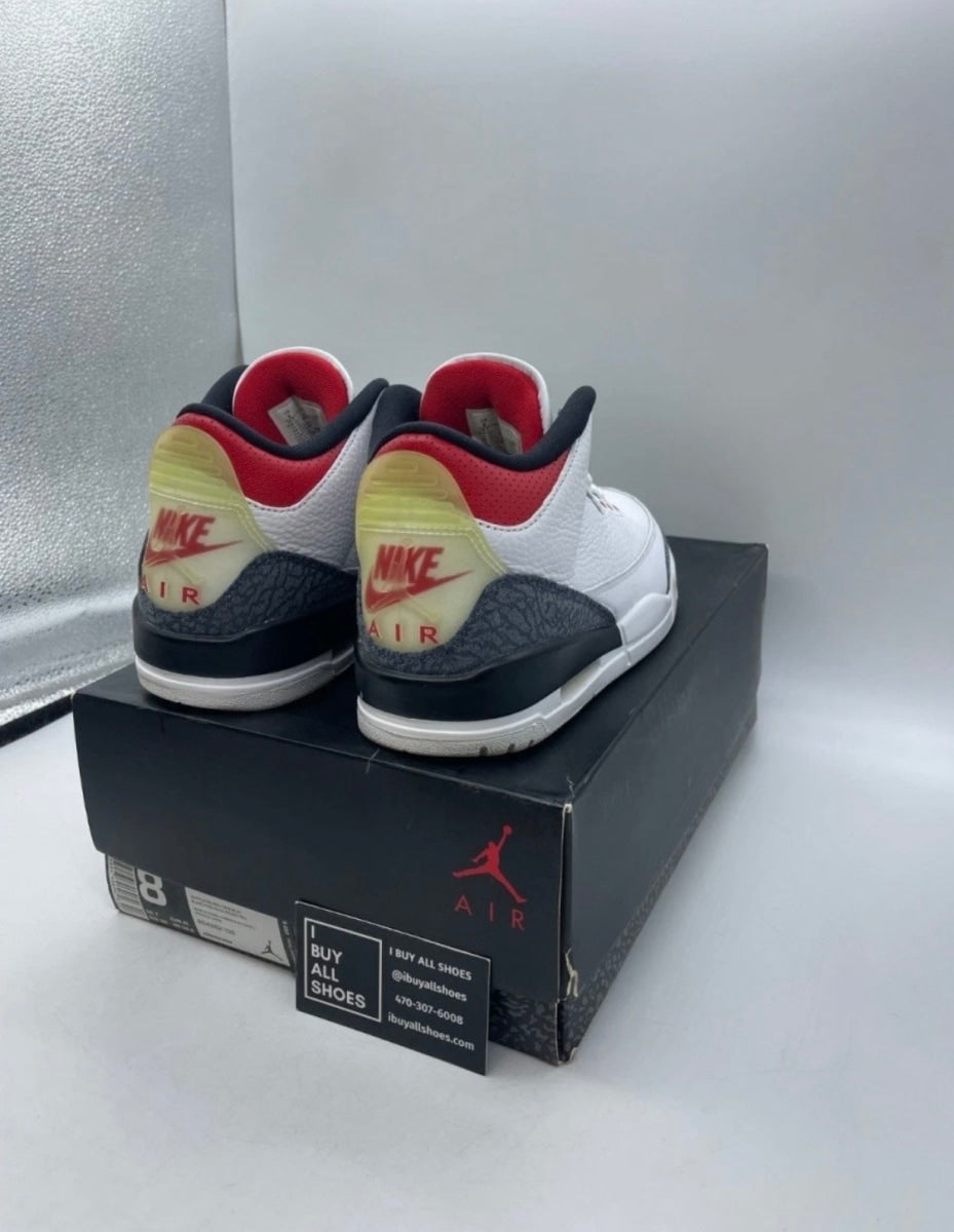 Jordan 3 Retro SE Fire Red Denim (2020) 8 (Moderately Worn Pre-Owned)JordanWhite/Black-Fire Red - Image 5