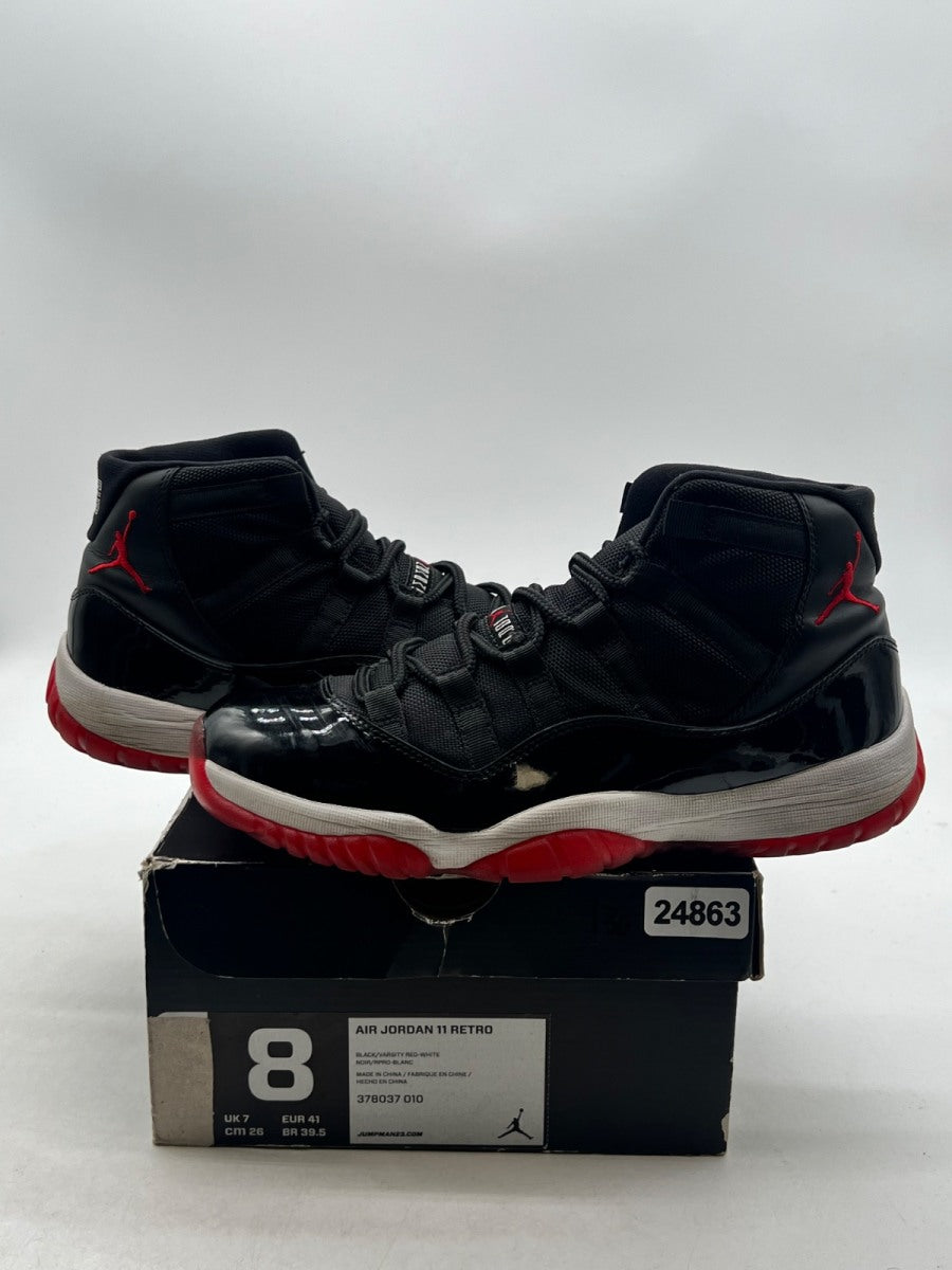 Jordan 11 Retro Playoffs (2012) 8 (Moderately Worn Pre-Owned)JordanBlack/Varsity Red-White - Image 1