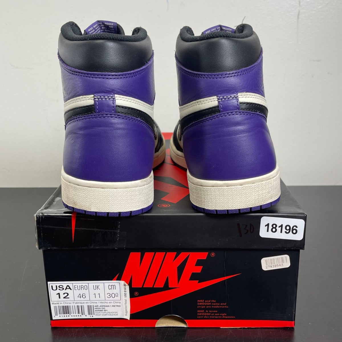 Jordan 1 Retro High Court Purple 12 (Moderately Worn Pre-Owned)JordanCourt Purple/Black-Sail - Image 4
