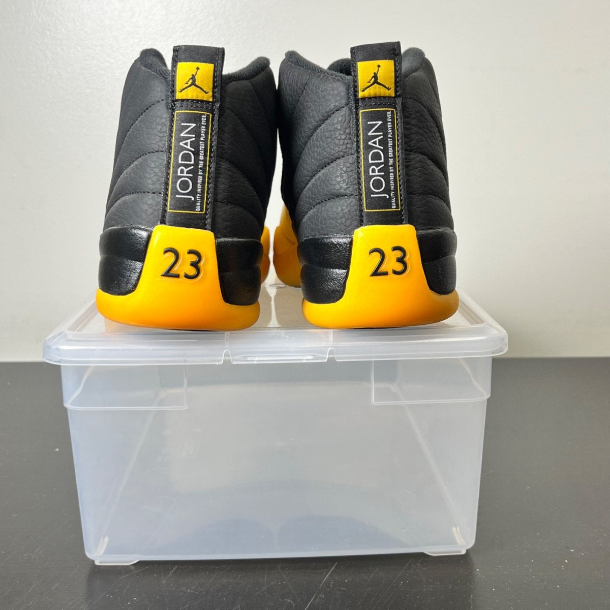Jordan 12 Retro Black University Gold 10.5 (Lightly Worn Pre-Owned)JordanBlack/University Gold - Image 6