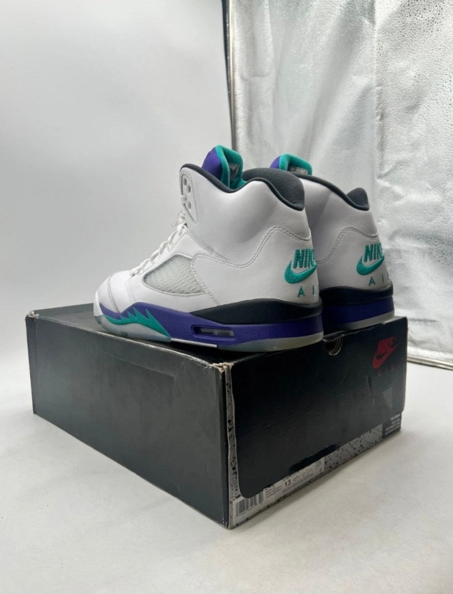 Jordan 5 Retro Grape (2025) 13 (Moderately Worn Pre-Owned)JordanWhite/Grape Ice-New Emerald - Image 6