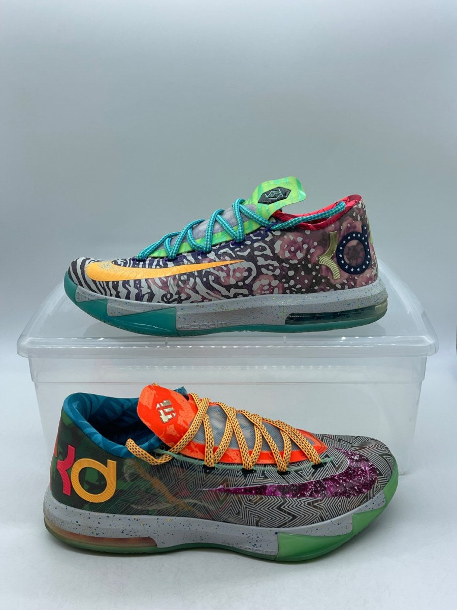 Nike KD 6 What the KD 9 (Moderately Worn Pre-Owned)NikeHoop Purple/Urgent Orange-Shark - Image 1
