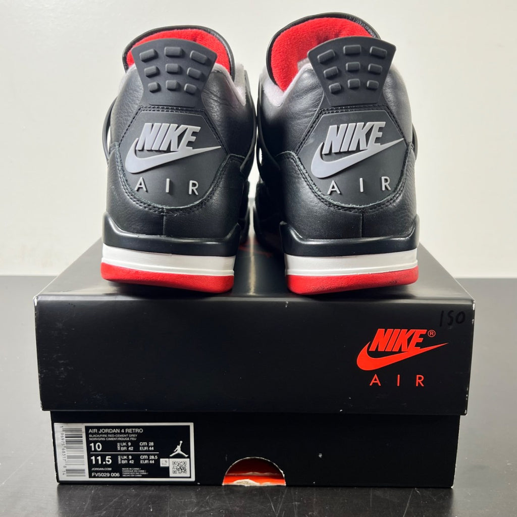 Jordan 4 Retro Bred Reimagined 10 (Lightly Worn Pre-Owned)JordanBlack/Cement Grey/Varsity Red/Summit White - Image 4