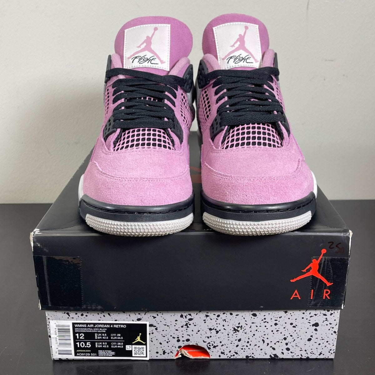 Jordan 4 Retro Orchid (Women's) 12W (Moderately Worn Pre-Owned)JordanOrchid/Neutral Grey-Black-White - Image 2