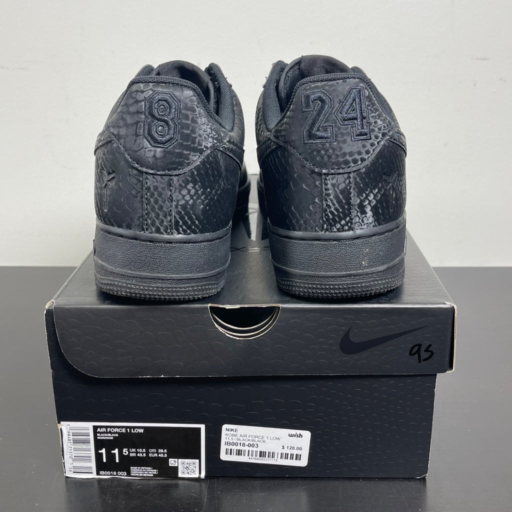 Nike Air Force 1 Low Kobe Bryant Forever Black 11.5 (Moderately Worn Pre-Owned)NikeBlack/Black - Image 4