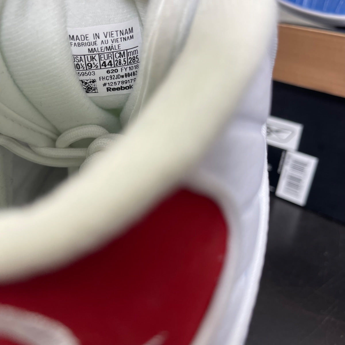 Reebok Question Mid Red Toe 25th Anniversary 10.5 (Moderately Worn Pre-Owned)ReebokWhite/White-Red - Image 6