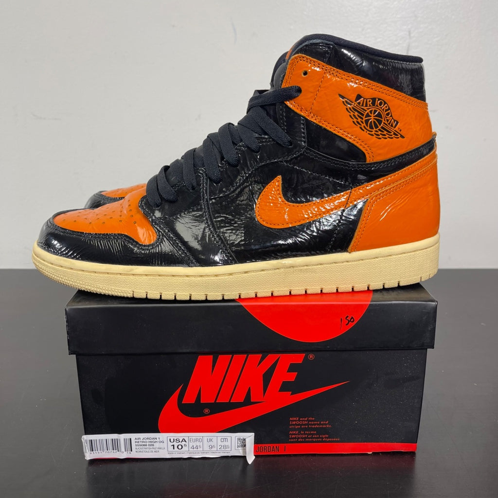 Jordan 1 Retro High Shattered Backboard 3.0 10.5 (Moderately Worn Pre-Owned)JordanBlack/Pale Vanilla-Starfish - Image 3
