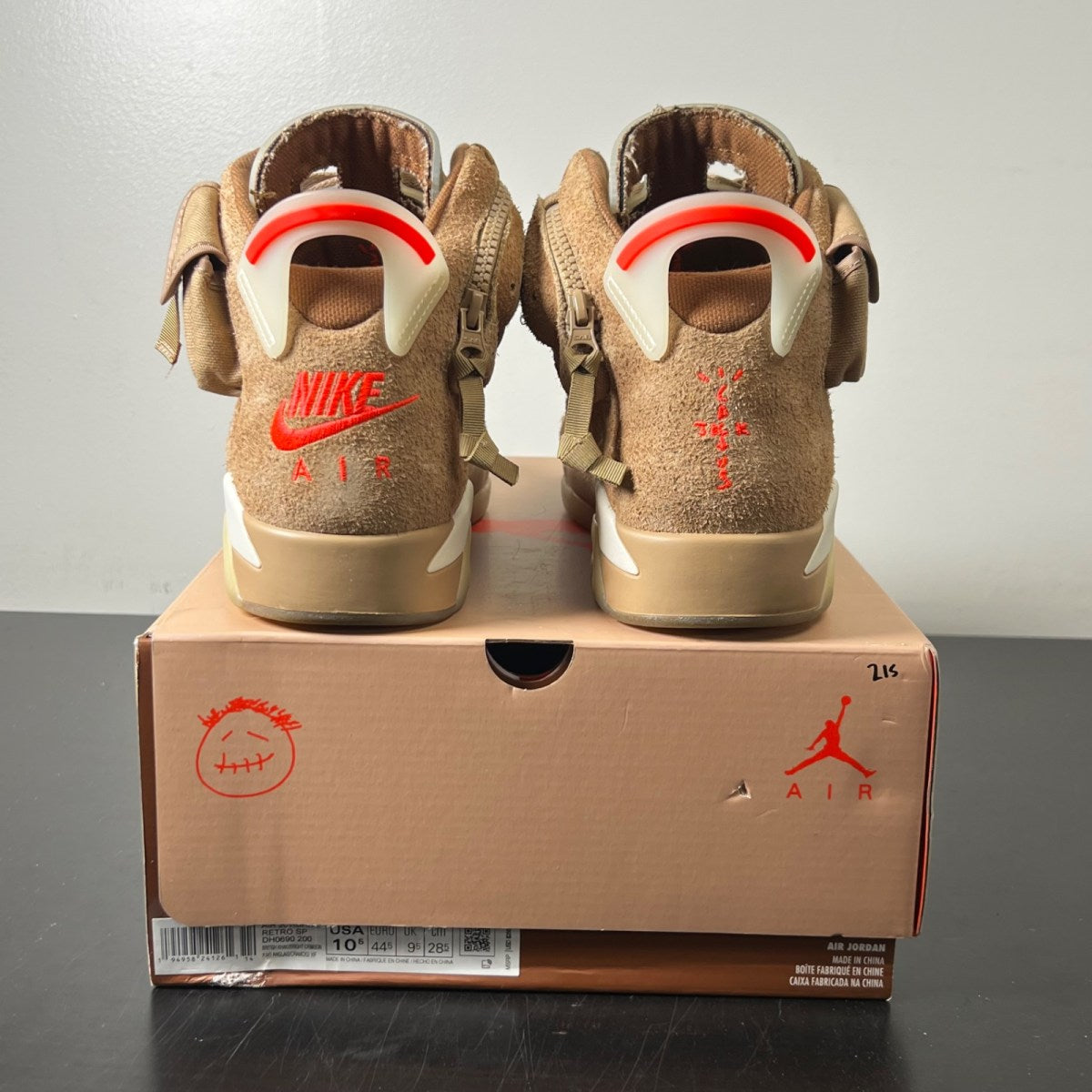 Jordan 6 Retro Travis Scott British Khaki 10.5 (Lightly Worn Pre-Owned)JordanBritish Khaki/Sail-Bright Crimson - Image 5