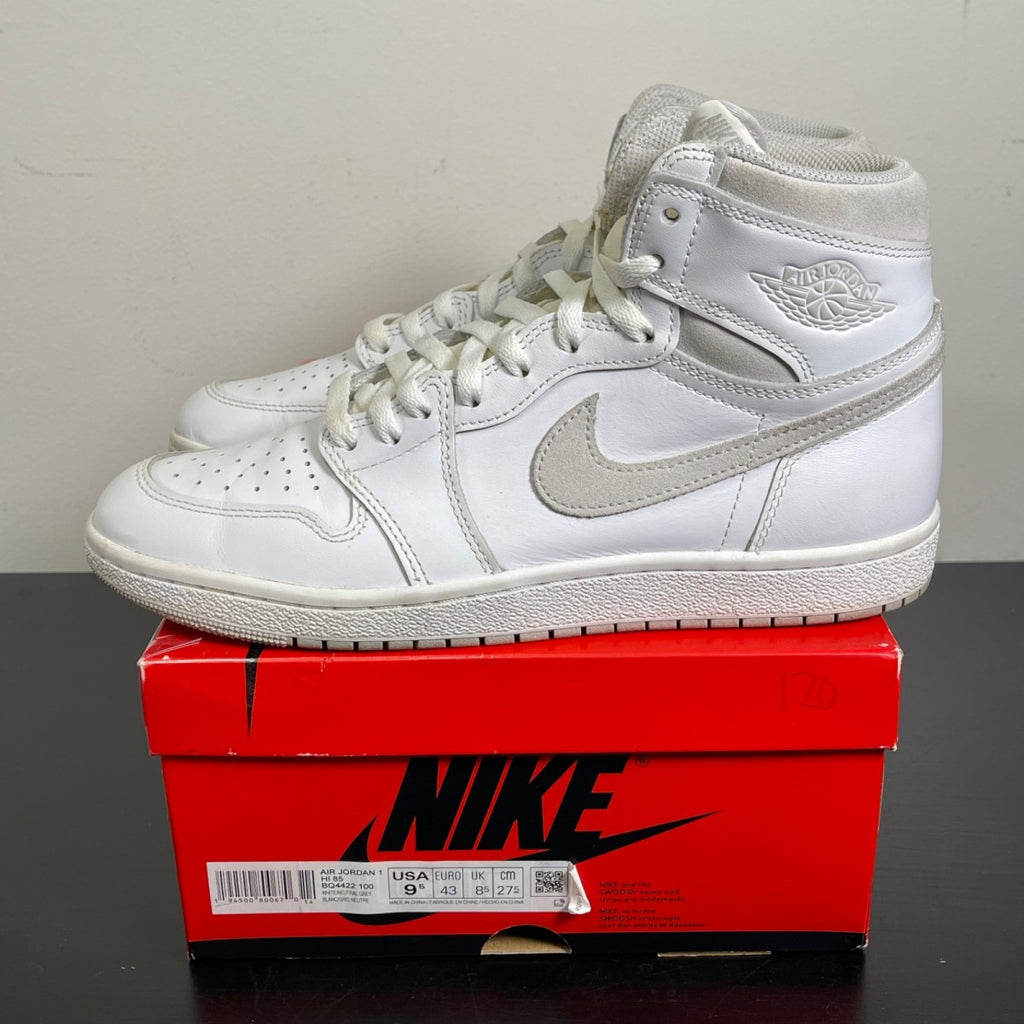 Jordan 1 Retro High '85 Neutral Grey 9.5 (Moderately Worn Pre-Owned)JordanWhite/Neutral Grey - Image 3
