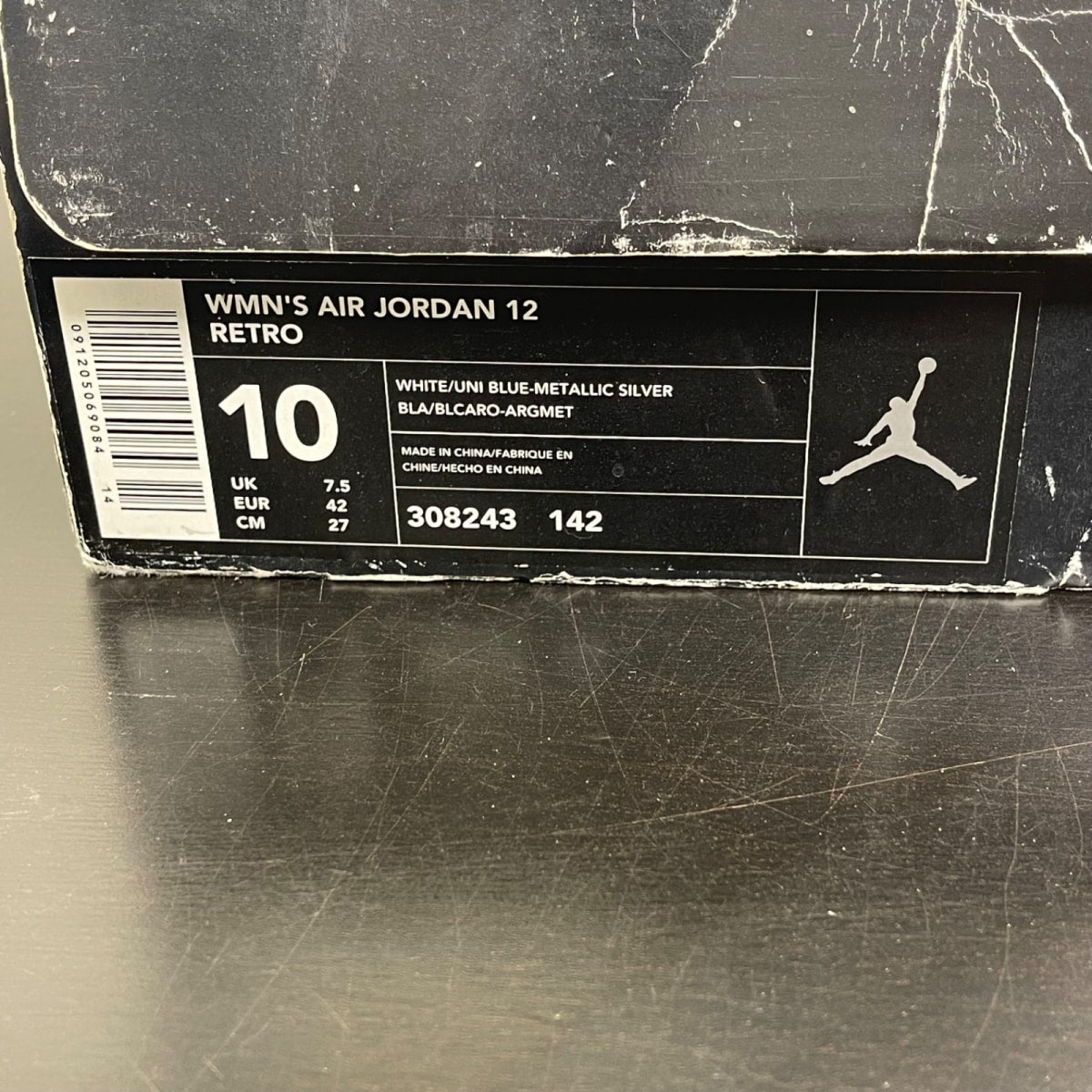 Jordan 12 Retro White University Blue (2004) (Women's) 10W (Moderately Worn Pre-Owned)JordanWhite/University Blue-Metallic Silver - Image 7