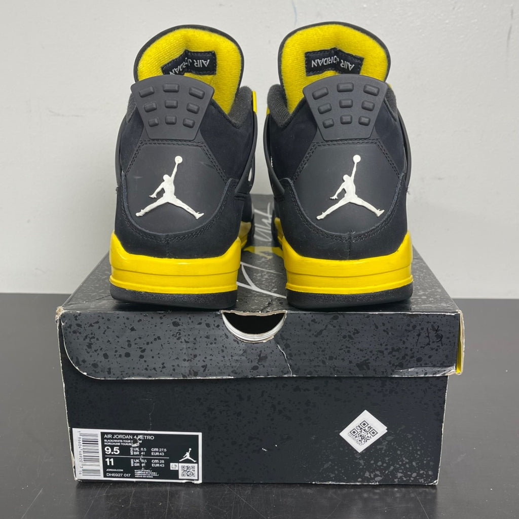 Jordan 4 Retro Thunder (2023) 9.5 (Moderately Worn Pre-Owned)JordanBlack/Tour Yellow - Image 4