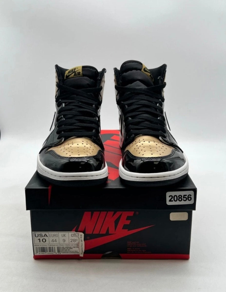 Jordan 1 Retro High NRG Patent Gold Toe 10 (Moderately Worn Pre-Owned)JordanBlack/Metallic Gold-Summit White - Image 2