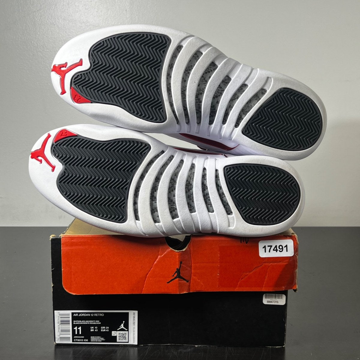 Jordan 12 Retro Twist 11 (Lightly Worn Pre-Owned)JordanWhite/Black-University Red - Image 6