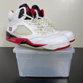 Jordan 5 Retro Fire Red Black Tongue (2013) 13 (Moderately Worn Pre-Owned)JordanWhite/Fire Red-Black - Image 1