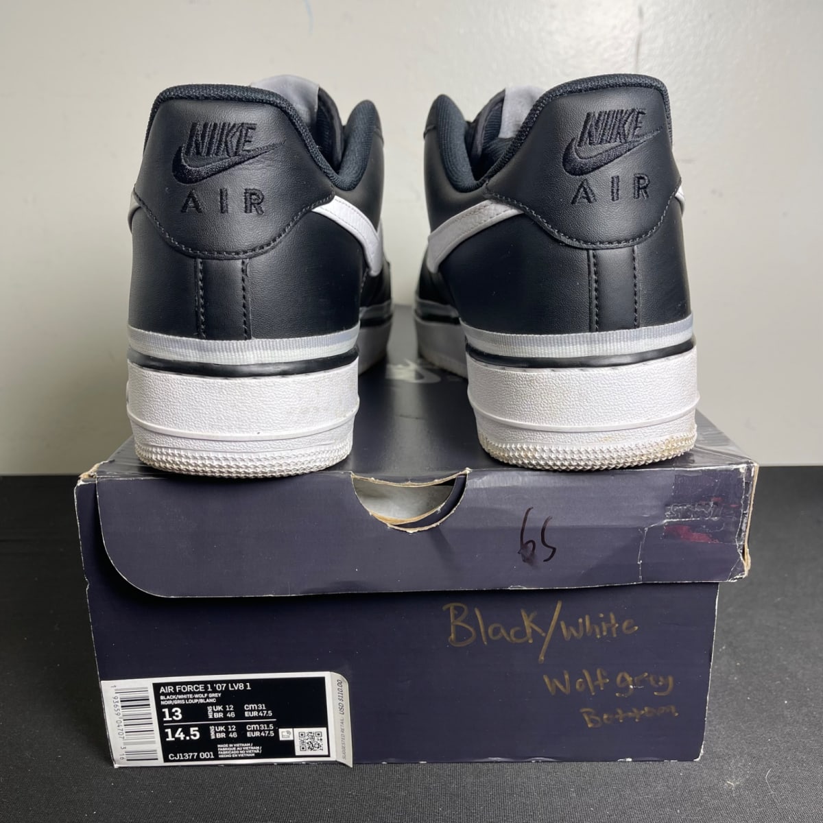Nike Air Force 1 Low '07 LV8 Black Wolf Grey (Size 13) - aux
