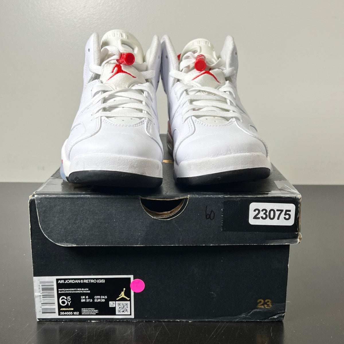 Jordan 6 Retro Red Oreo (GS) 6.5Y (Lightly Worn Pre-Owned)JordanWHITE/UNIVERSITY RED-BLACK - Image 2