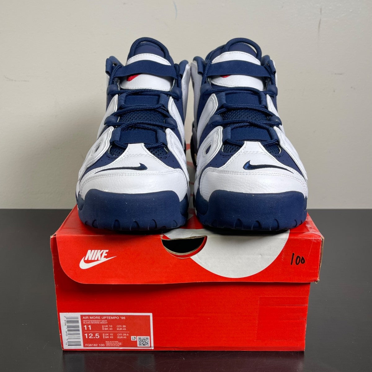 Nike Air More Uptempo 96 Olympic (2024) 11 (Moderately Worn Pre-Owned)NikeWhite/Midnight Navy/Metallic Gold/University Red - Image 2
