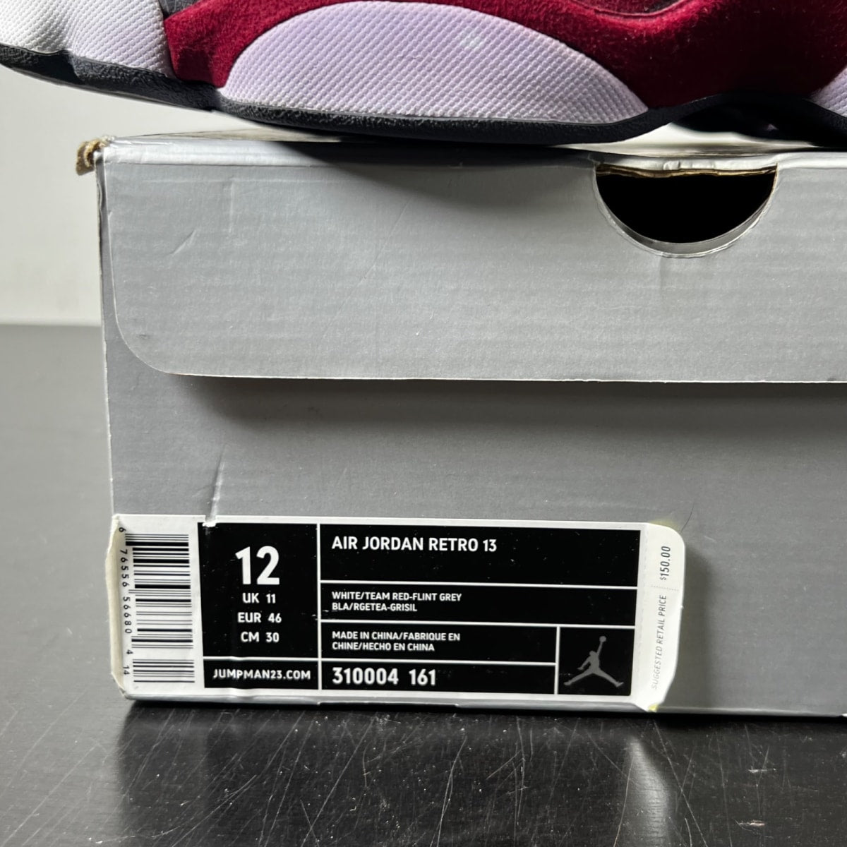Jordan 13 Retro Grey Toe (2005) 12 (Moderately Worn Pre-Owned)JordanWhite/Team Red-Flint Grey - Image 4