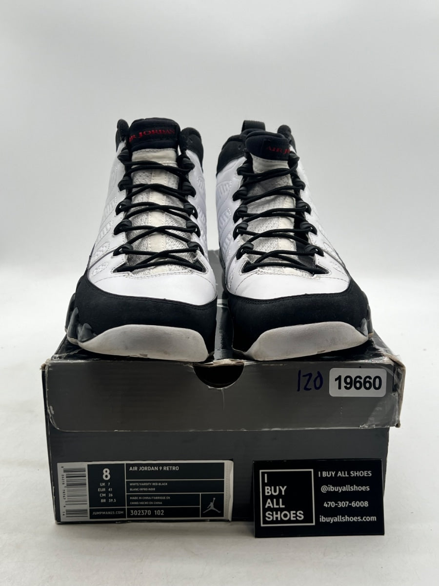 Jordan 9 Retro White Black Red (2010) 8 (Moderately Worn Pre-Owned) - Image 2