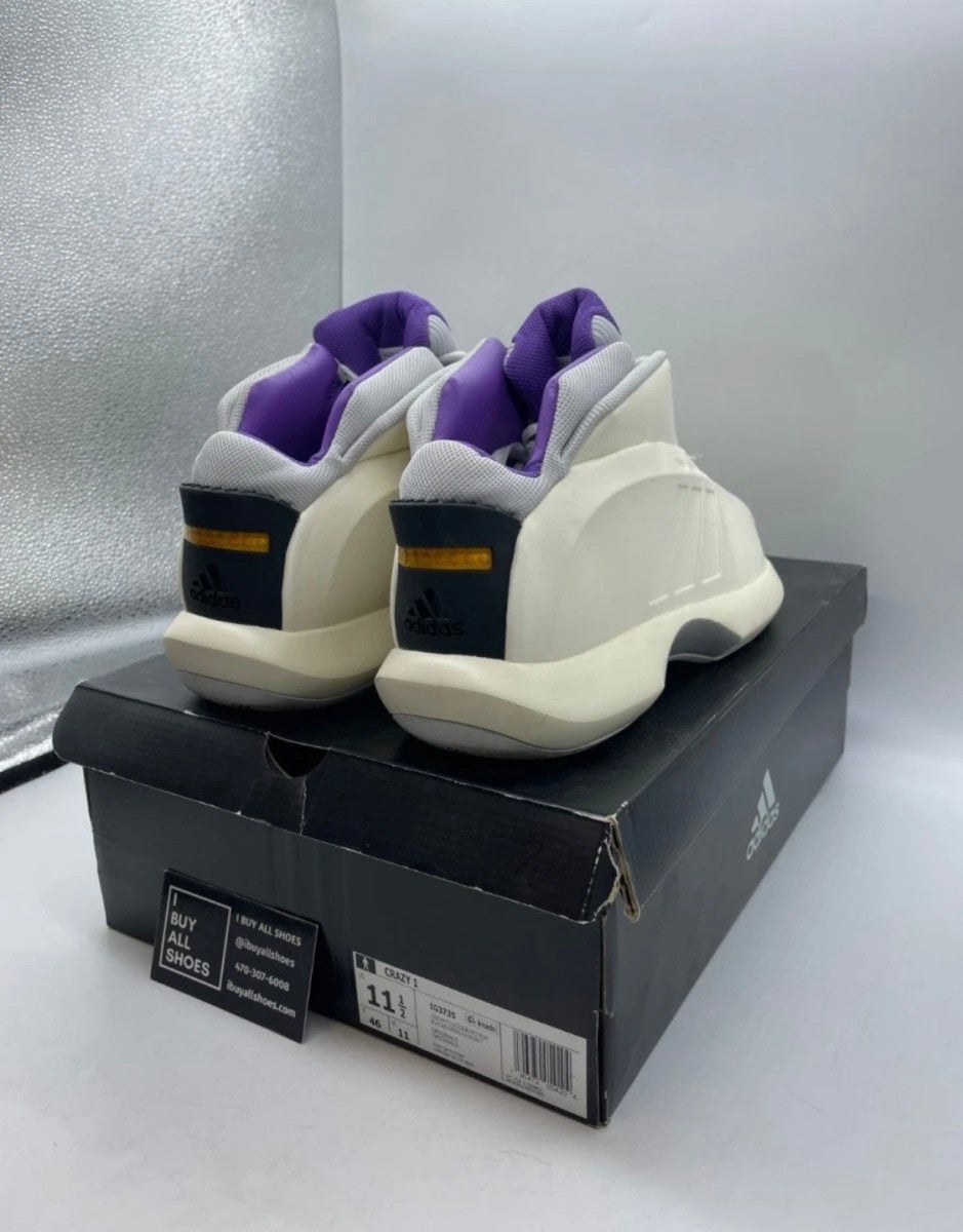 adidas Crazy 1 Cream White Active Purple 11.5 (Lightly Worn Pre-Owned)adidasCream White/Light Solid Grey/Active Purple - Image 3