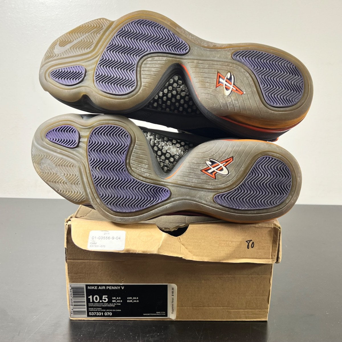 Nike Penny V Phoenix Suns 10.5 (Moderately Worn Pre-Owned)NikeDark Grey/Black-Rave Pink-Court Purple - Image 4