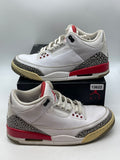 Jordan 3 Retro Hall of Fame 10.5 (Moderately Worn Pre-Owned)JordanWhite/Fire Red-Cement Grey-Black - Image 1