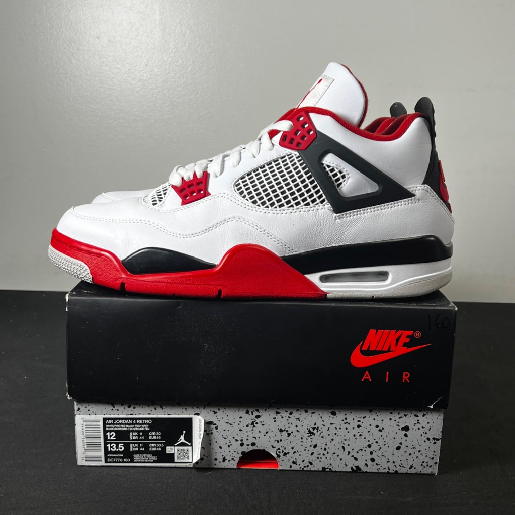 Jordan 4 Retro Fire Red (2020) 12 (Moderately Worn Pre-Owned)JordanWhite/Black-Tech Grey-Fire Red - Image 3