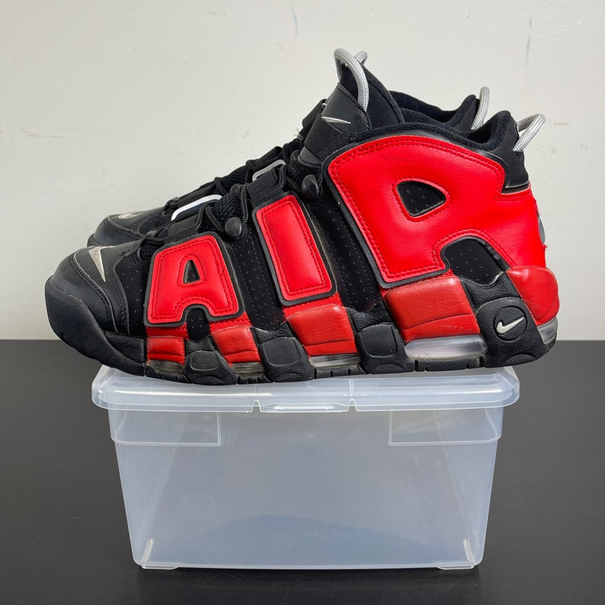 Nike Air More Uptempo 96 Alternates Split Black Varsity Red 11.5 (Moderately Worn Pre-Owned)NikeBlack/University Red-White - Image 3