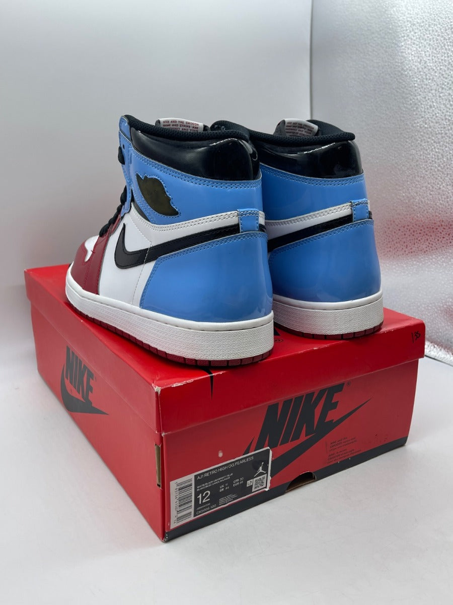 Jordan 1 Retro High Fearless UNC Chicago 12 (Moderately Worn Pre-Owned)JordanWhite/University Blue-Varsity Red-Black - Image 4