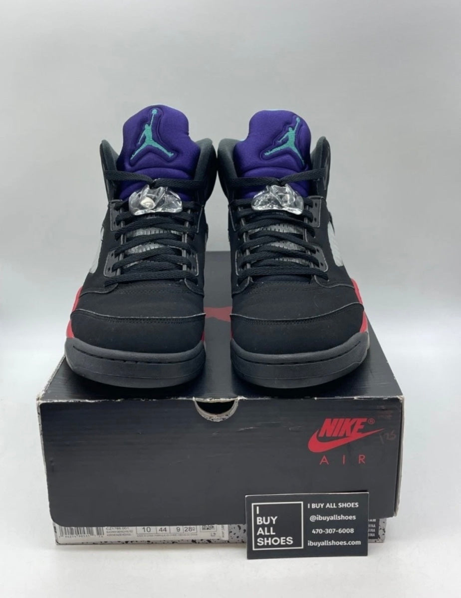 Jordan 5 Retro Top 3 10 (Lightly Worn Pre-Owned)JordanBlack/Fire Red-Grape Ice-New Emerald - Image 2