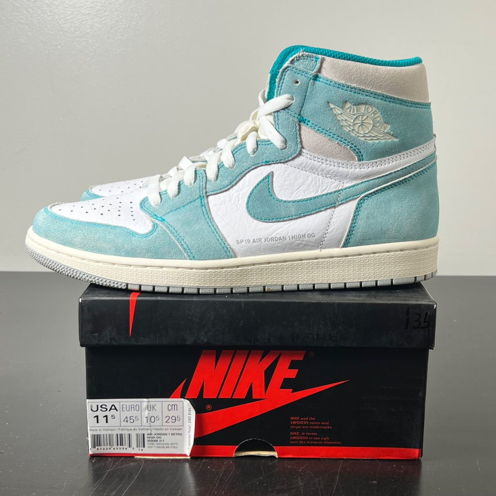 Jordan 1 Retro High Turbo Green 11.5 (Lightly Worn Pre-Owned)JordanTurbo Green/Sail-White-Light Smoke Grey - Image 3