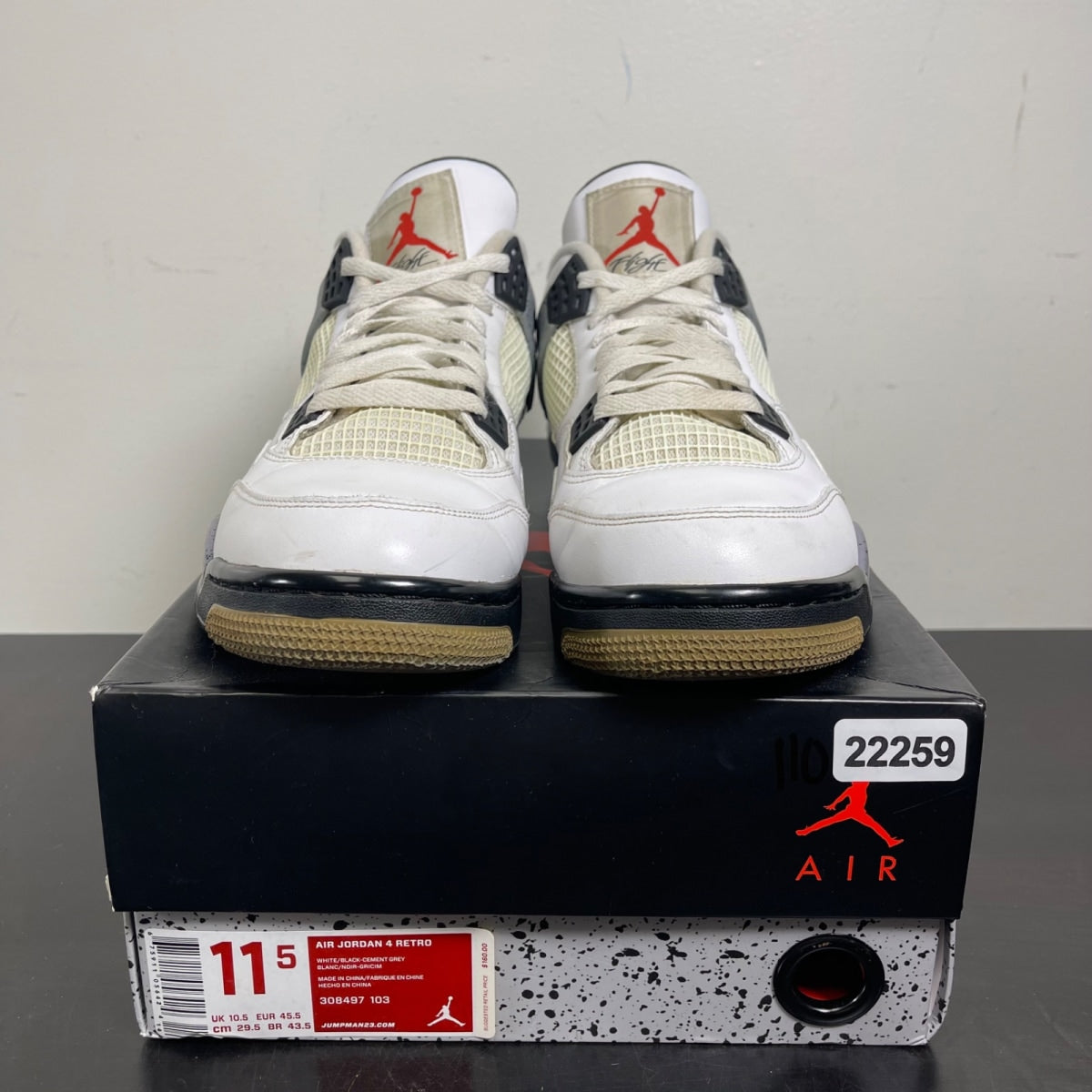 Jordan 4 Retro White Cement (2012) 11.5 (Moderately Worn Pre-Owned)JordanWhite/Black-Tech Grey - Image 2