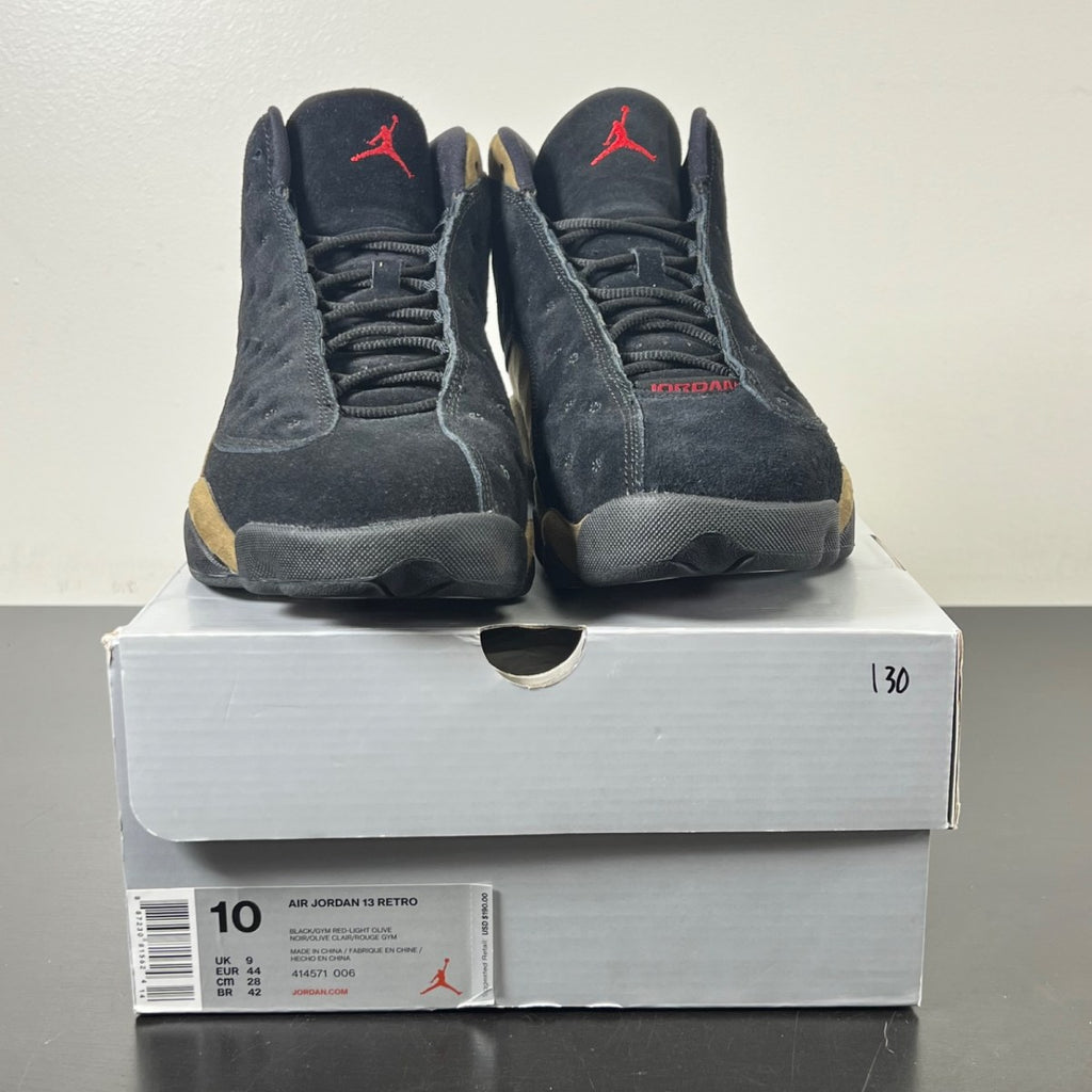 Jordan 13 Retro Olive 10 (Lightly Worn Pre-Owned)JordanBlack/True Red-Light Olive - Image 2