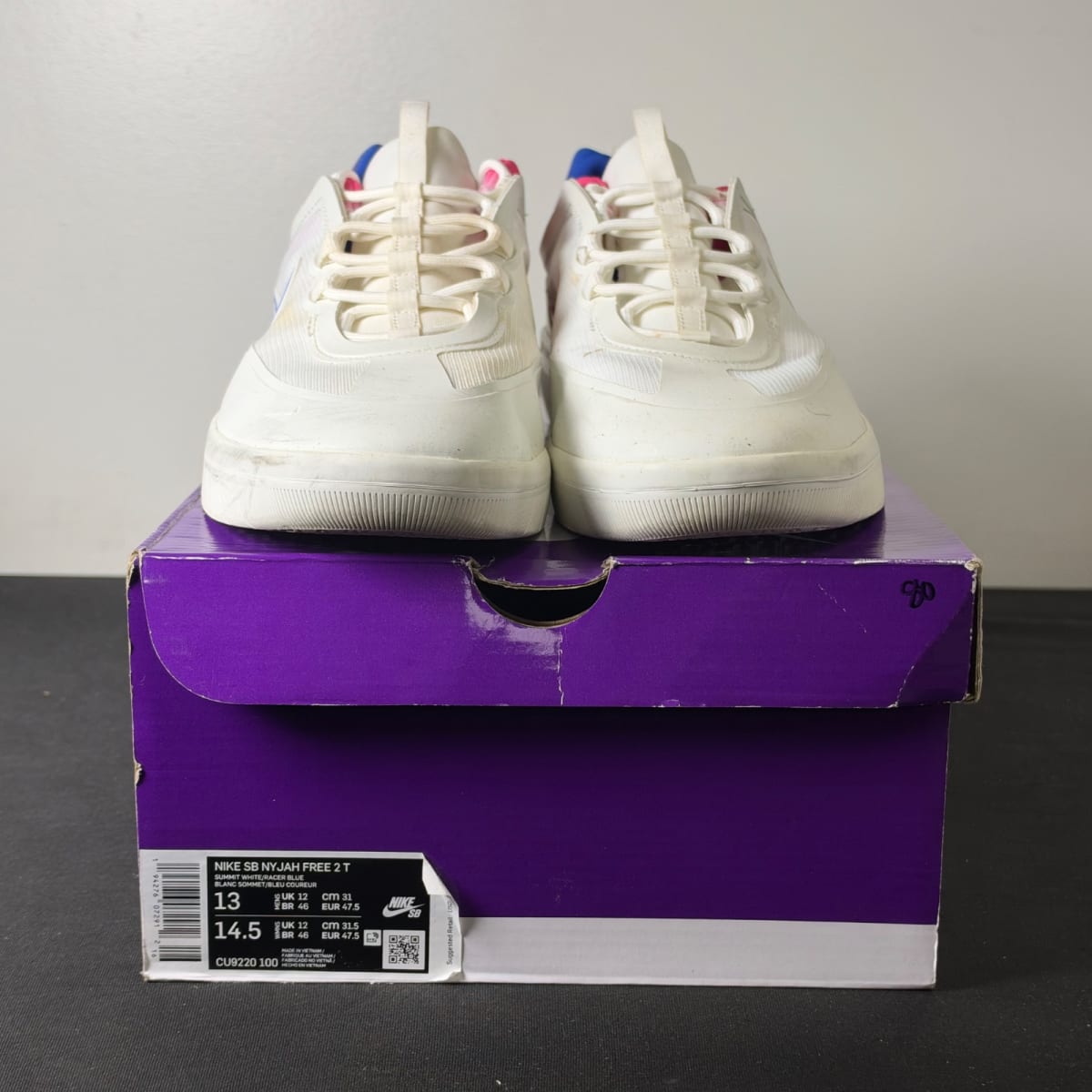 Nike SB Nyjah Free 2 Summit White Pink Blast Racer Blue (Size 13) - aux