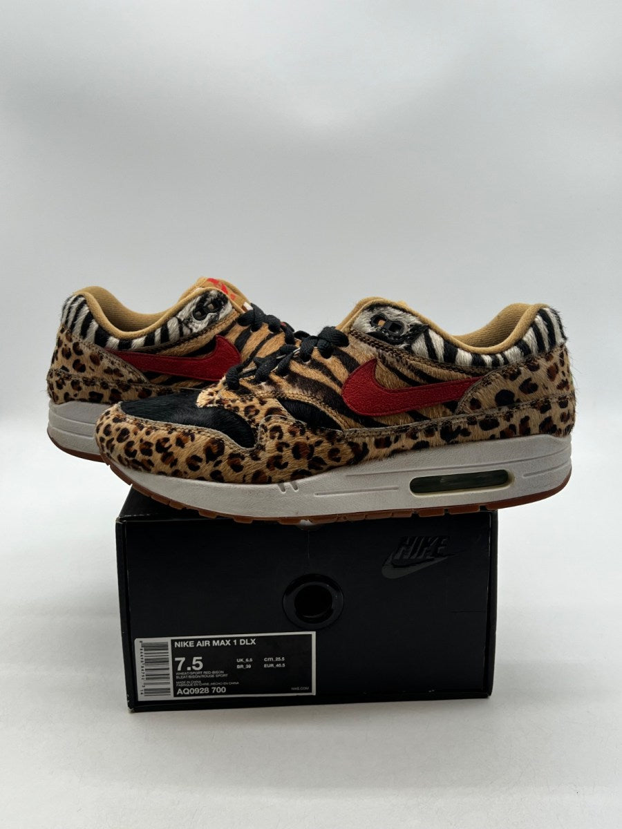 Nike Air Max 1 atmos Animal Pack 2.0 (All Black Box) (2018) 7.5 (Moderately Worn Pre-Owned)NikeWheat/Sport Red-Bison-Classic Green - Image 1