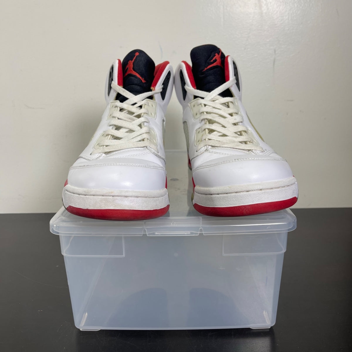 Jordan 5 Retro Fire Red Black Tongue (2013) 13 (Moderately Worn Pre-Owned)JordanWhite/Fire Red-Black - Image 2