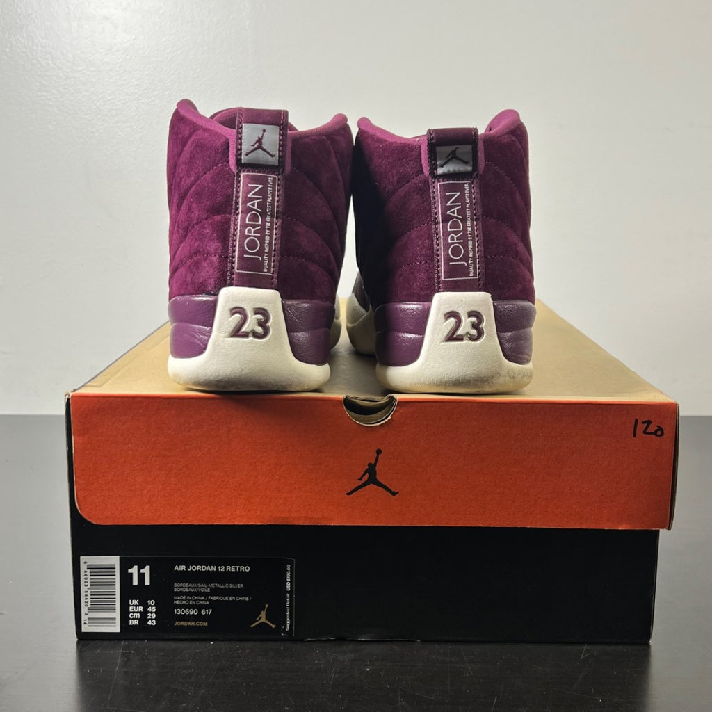 Jordan 12 Retro Bordeaux 11 (Lightly Worn Pre-Owned)JordanBordeaux/Sail-Metallic Silver - Image 4