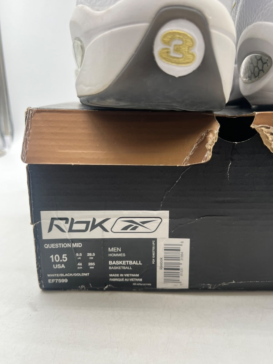 Reebok Question Mid Black Toe 10.5 (Moderately Worn Pre-Owned) - Image 6