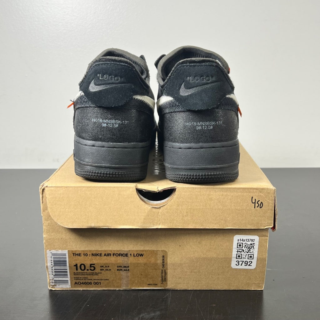 Nike Air Force 1 Low Off-White Black White 10.5 (Lightly Worn Pre-Owned)NikeBlack/White-Cone-Black - Image 4
