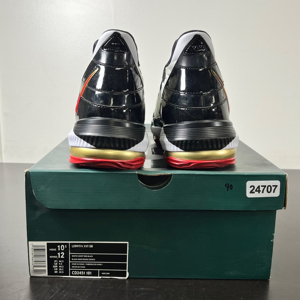 Nike LeBron 16 Remix 10.5 (Lightly Worn Pre-Owned)NikeWhite/Black-Metallic Gold-Varsity Crimson - Image 3